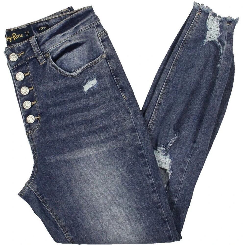 Indigo Rein Juniors Destroyed Denim Ankle Jeans Women's Trendy Distressed Pants